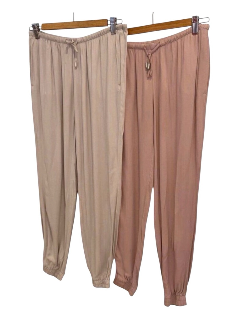H&M Women's Jogger Pants 2 pairs bundle Lightweight  Beige & Pink Size 4 elastic